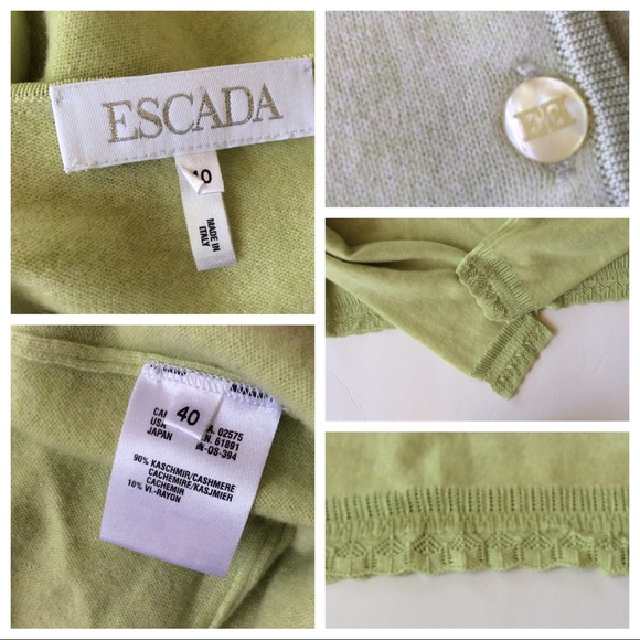 ESCADA GREEN CASHMERE SWEATER SET MEDIUM - Picture 6 of 8